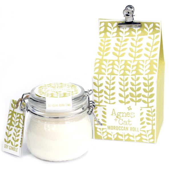 Agnes and Cat Kilner Jar Candle, Moroccan Roll, product photograph