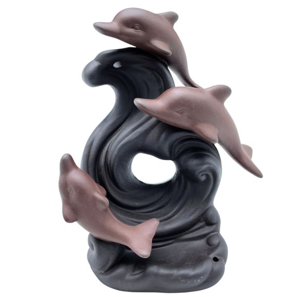 Backflow Incense Burner, Dolphin Wave, product photograph
