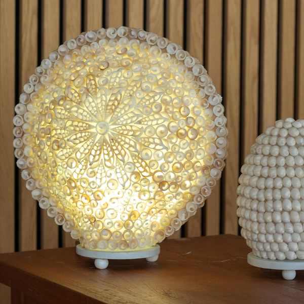 Boho Sea Shell Lamp, Large Round, product photograph