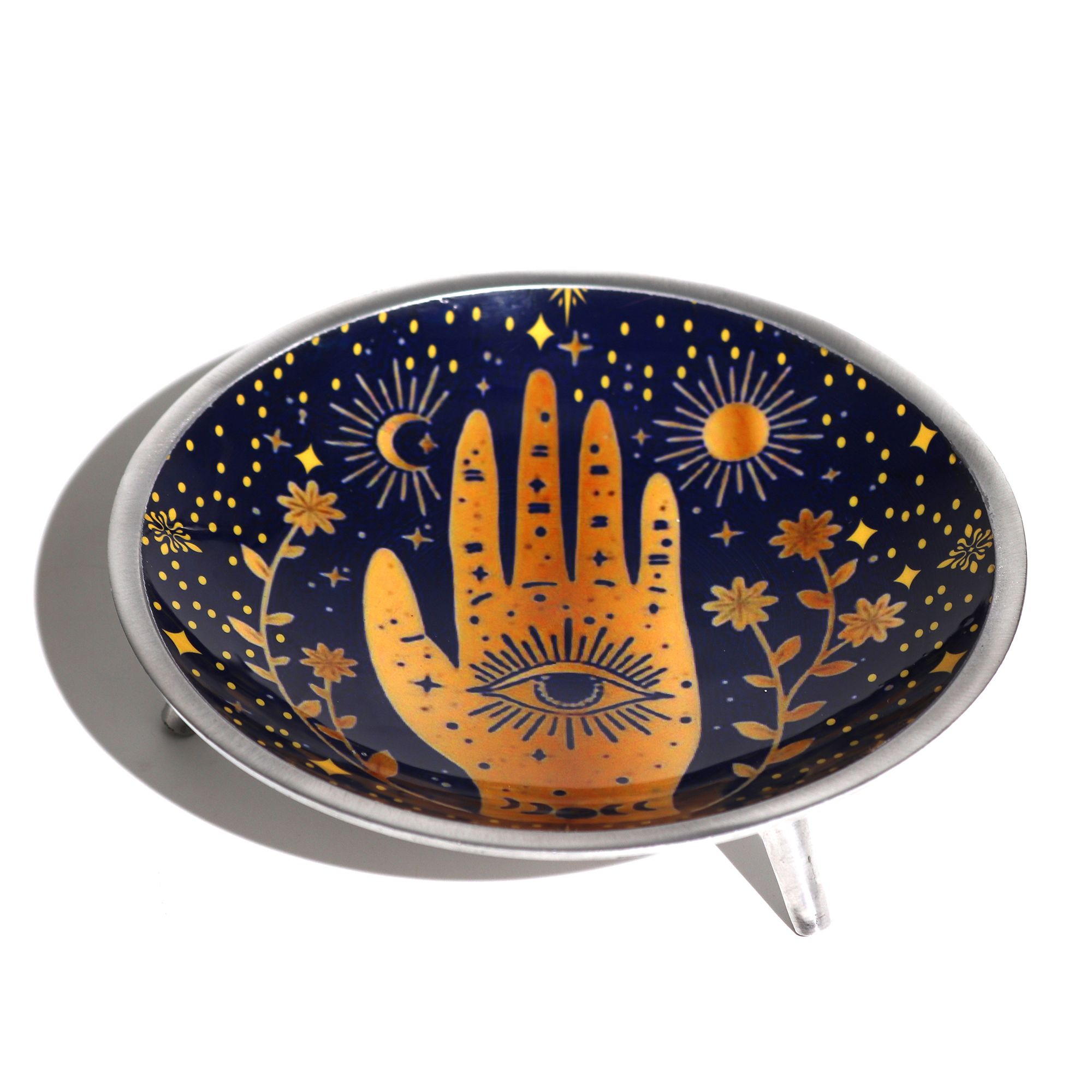 Triple Leg Offering Plate, Hamsa, product photograph