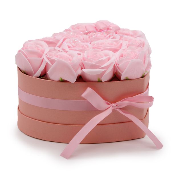 Soap Flower Heart, 13 Pink Roses, product photograph