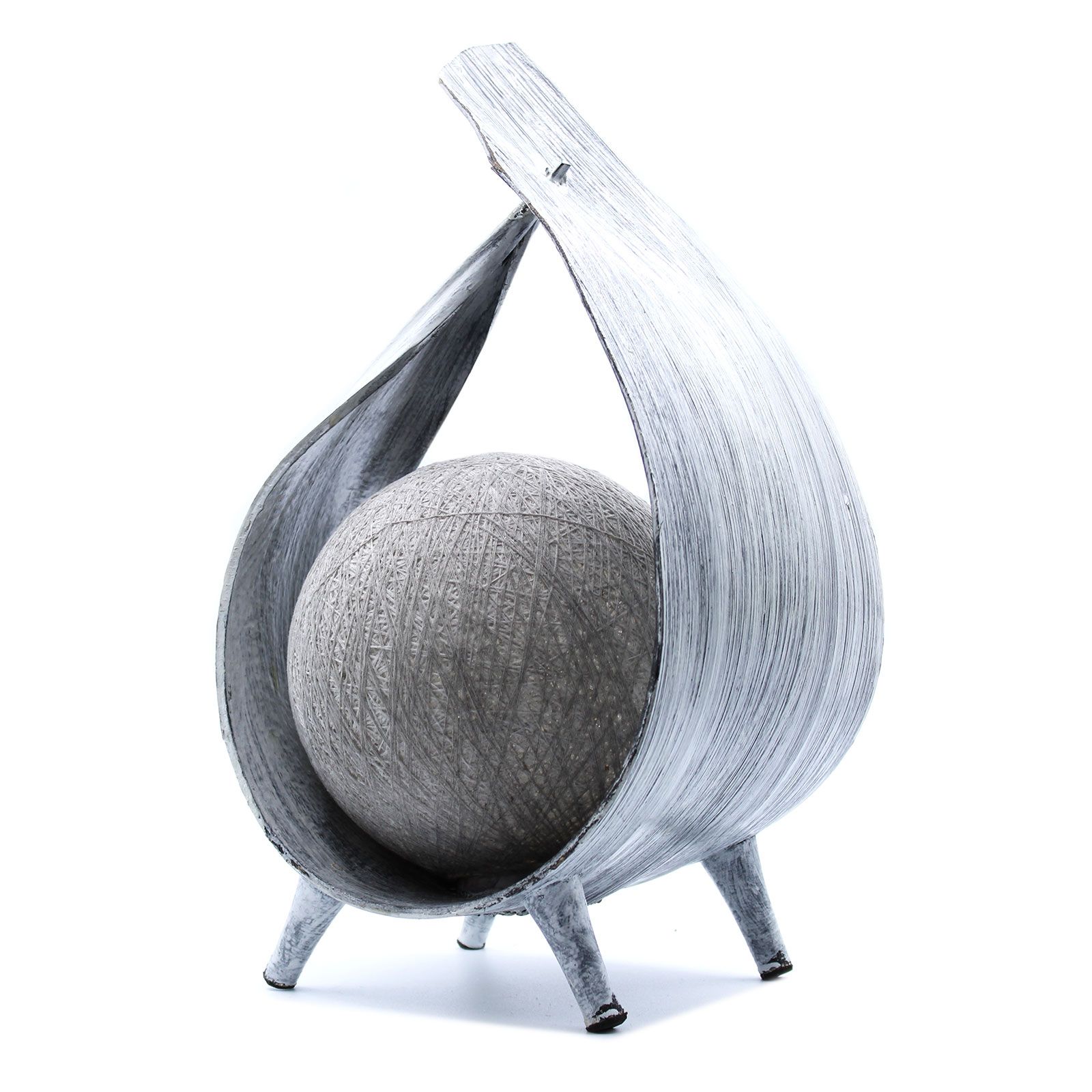Natural Coconut Lamp, Greywash, product photograph