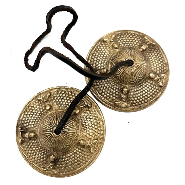Tibetan Tingsha Bells, Five Buddha, product photograph